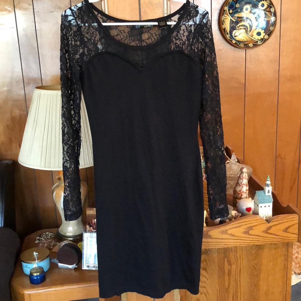Black dress with lace sleeves